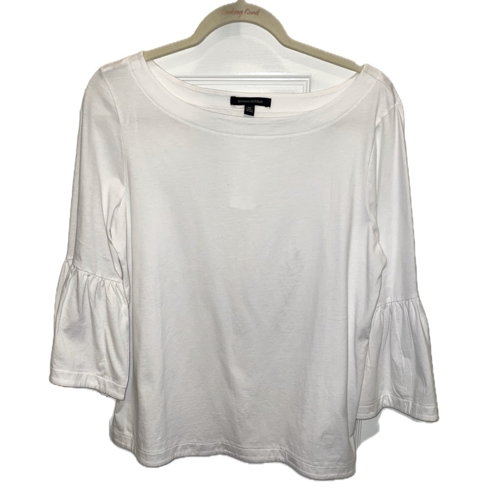 Banana Republic Bell Sleeve Cotton White Prairie Western Boho Medium NWT